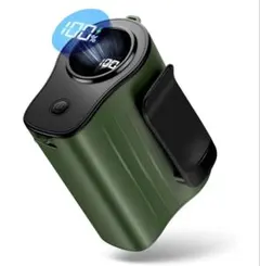 腰掛け扇風機/首掛け/手持ち/卓上携帯扇風機 usb充電(ダークグリーン)