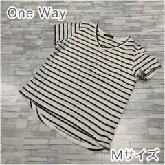 【即日発送】　ワンウェイ　Mサイズ　綿100 ボーダー　半袖　Tシャツ　Vネックのサムネイル