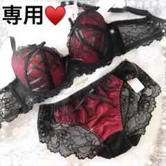 専用★レッドF70、フルバックM❤︎レースアップ♥️ブラジャー&ショーツセット✨