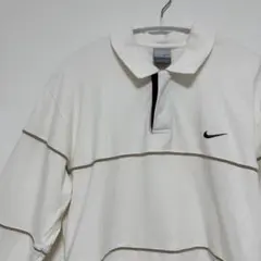 NIKE ナイキ 長袖ポロシャツ ボーダー ホワイト Lサイズ 銀タグ