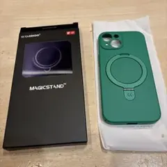 新品　iPhone15 ケース　リング付き　グリーン