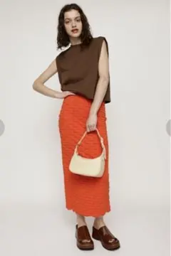 SLY チェッカー ニット アイライン スカート オレンジ