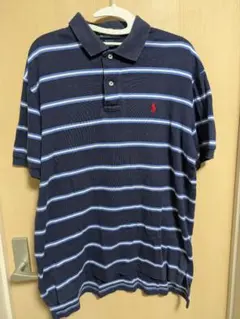 ポロラルフ・ローレン ネイビー ストライプ ポロシャツ