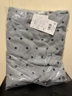 【新品・未使用】フリース ルームウェア 上下セット レディースL｜グレー×ドット