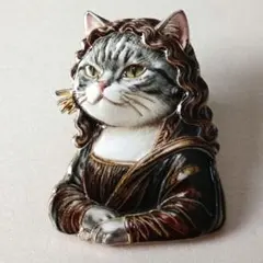 猫のピンバッジ モナリザ風