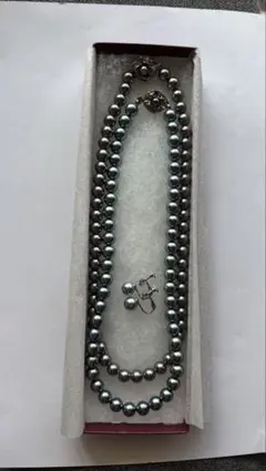 黒パールネックレス2本・イヤリング