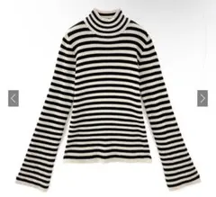 GRL ボーダー柄フレアスリーブリブニットトップス［K9086b］