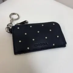 EMODA スタッズ付き カードケース ネイビー　リール付き