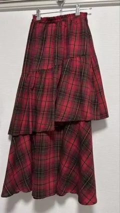 レッドチェック ロングスカート