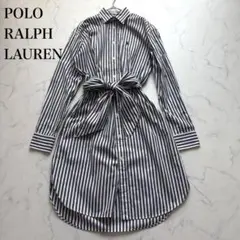近年 ポロラルフローレン シャツワンピース ポニー刺繍 ストライプ ベルト美品