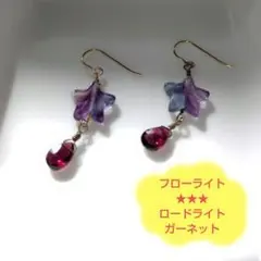 フローライトとガーネットピアス
