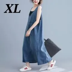 【新品未使用】 サロペット デニム オーバーオール オールインワン 韓国 XL