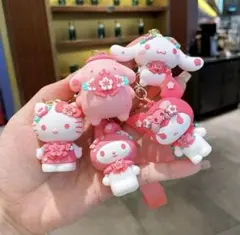 キーホルダー 桜シリーズ ハローキティ マイメロディ クロミ シナモンロール