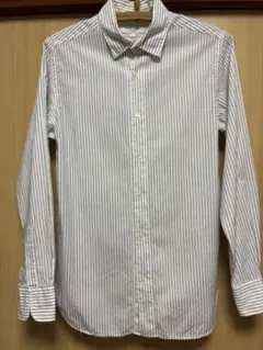 BLUE LABEL 長袖シャツ　ストライプ 紺色＆白　綿100% M