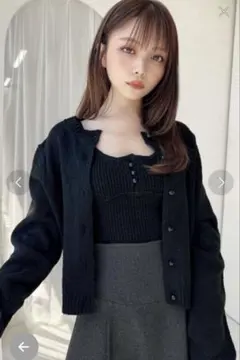 リゼクシー　クロップドニットコンビカーディガン