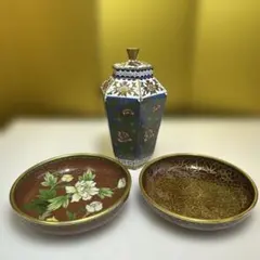 ベンジャロン焼き 蓋付き器 花瓶 3点セット - メルカリ