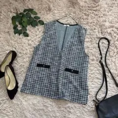 【Na.e】ナエ Novel TWEED Vestツイード アイボリ ー na.eナエ Novel TWEED Vest ツイード アイボリー