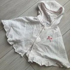 べべ　フード付きベビーポンチョ　ピンク