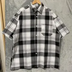 【L1235】 CalTop 半袖チェックシャツ サイズ2XL グレーのサムネイル
