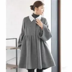 【新品】RUIRUE BOUTIQUE ウールコート グレー　ペプラムのサムネイル