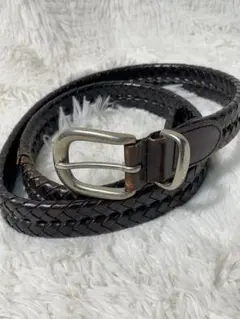 COACH コーチ 本革 メッシュレザーベルト 編み込み 真鍮バックル