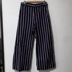 METAPHYSICA ストライプワイドパンツ　ブラックホワイトパープル　美品