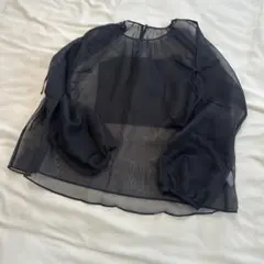 anuans スリーブリボンシアーブラウス （BLACK）のサムネイル