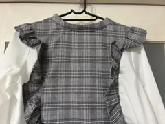 Merlot メルロー　フリル付き チェック柄 長袖シャツ ブラウスのサムネイル