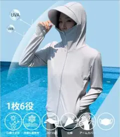 UVカット接触冷感UVパーカー 2XLサイズ ブルー