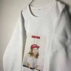 【個性派古着】ホワイト プリント オーバーサイズスウェット　ゆるダボ　L