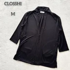 クロッシー 【M】 カーディガン チュニック丈 ワンホック シンプル 無地 黒のサムネイル