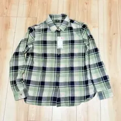 【未使用保管品】 UNIQLO タグ付き フランネルチェックシャツ グリーン