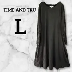 TIME AND TRU 【L】ブラック 長袖 ワンピース ポケットあり 古着