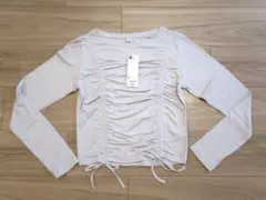 最終お値下　綺麗♥GU ギャザー入り長袖トップス XL ライトグレー