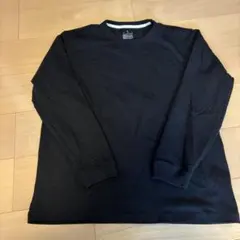 美品無印クルーネック長袖Tシャツ洗いざらし太番手ロングTシャツロンT黒