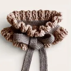 s*7様 フリルマフラー ネックウォーマー　ニット ハンドメイド　ベージュ　グレ