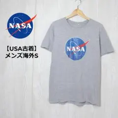 NASA ロゴプリントTシャツ tee ヘザーグレー メンズS相当
