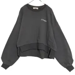 ウィゴー　クルーネック バックプリント ショート丈スウェット　F