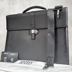 MONTBLANC 2way ビジネスバッグ ショルダーバッグ レザー 黒のサムネイル