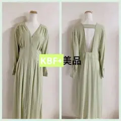 KBF+ バックオープン長袖ロングワンピース　美品希少上品羽織りギャザー