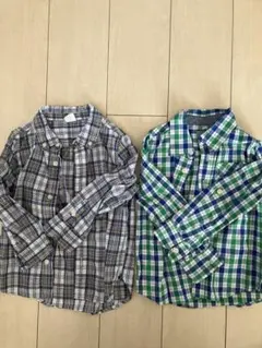 男の子baby GAP100.110チェックシャツ2枚セット売り