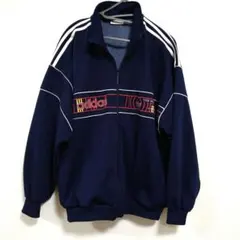古着　アディダス【Lサイズ】　ビンテージ　トラックジャケット　ネイビー　　80s
