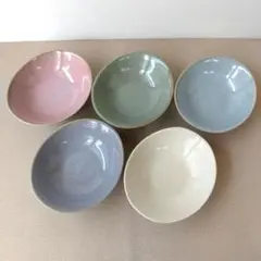 【5枚】新品 日本製 美濃焼 オーバル 楕円 小鉢 5色セット お洒落