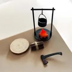 【4点セット】ミニチュア キャンプ 焚き火 ジオラマ フィギュア 小物 撮影