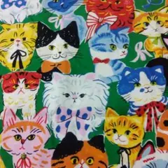 猫柄　ハギレ　オックス　パワフルアニマル　kokka