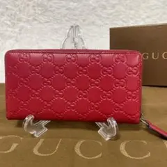 ✨極美品✨GUCCI グッチラウンドファスナー グッチ長財布　シマオールレザー