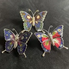 【10】昭和レトロ　バタフライブローチ　３個セット