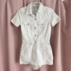 ZARA ホワイト デニム ショート丈 オールインワンのサムネイル