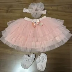 ベビーアルテ ベビーピンク チュールスカート ヘアバンド 靴下セット