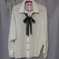 シースルー 長袖シャツ リボンタイ付き